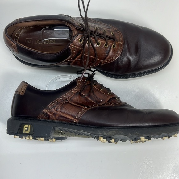 FootJoy ICON Other - FootJoy ICON Brown & Tan Leather Oxford Style Spike Golf Shoe
